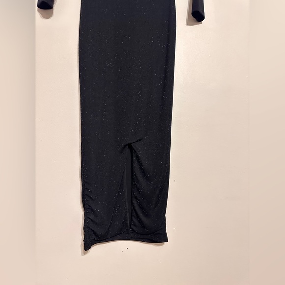 AllSaints Delta Shimmer Off the Shoulder Long Sleeve Midi Dress Black size 2 - Picture 10 of 10